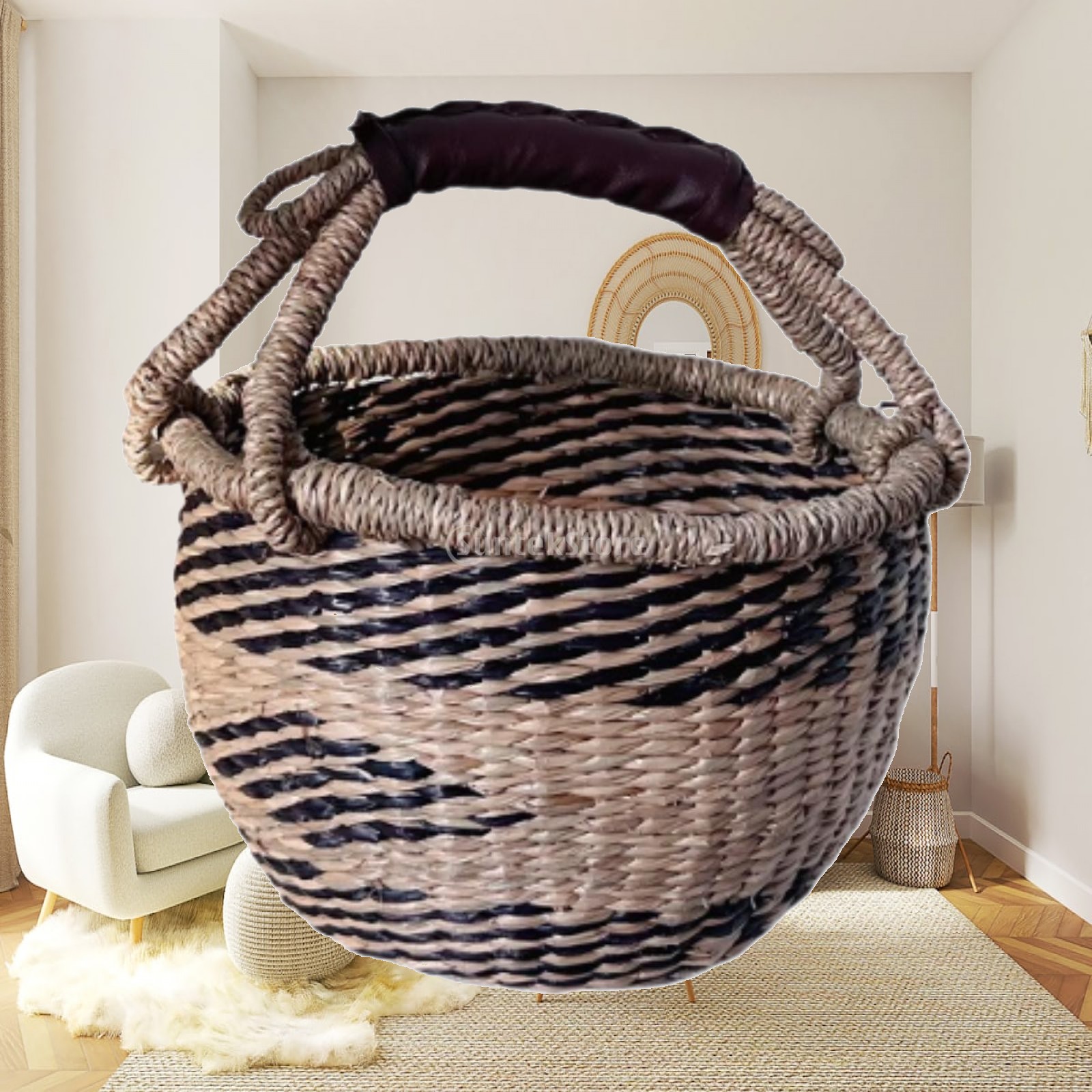Food Snacks For Camping - Handwoven Picnic Basket Multifunction Sundries Basket