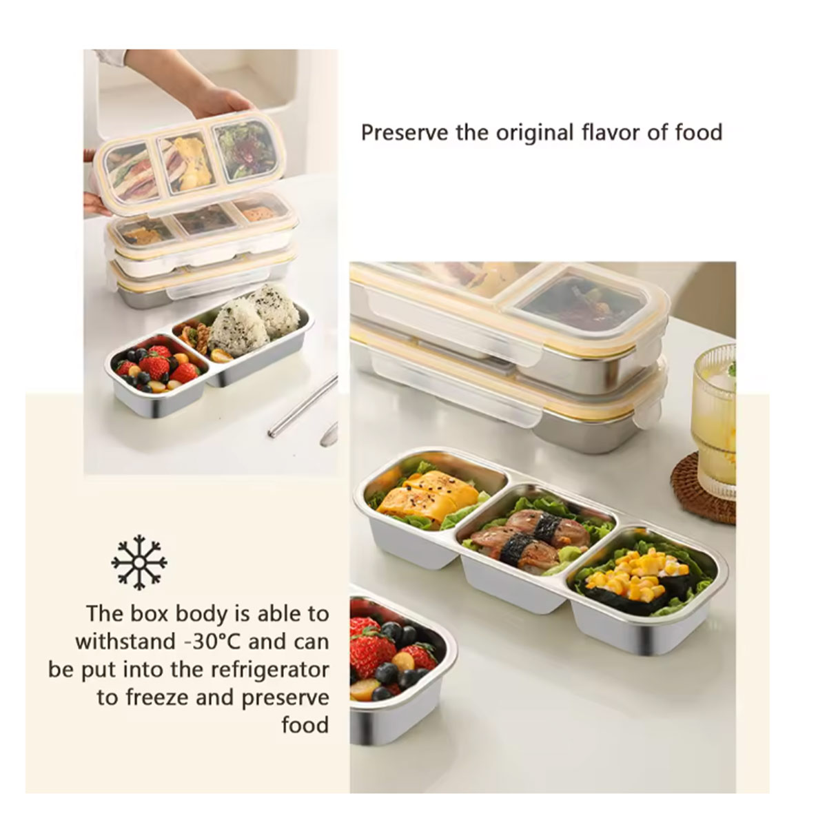 304 3-compartment stainless st - Food Snacks For Weight Loss ulasan dan harga