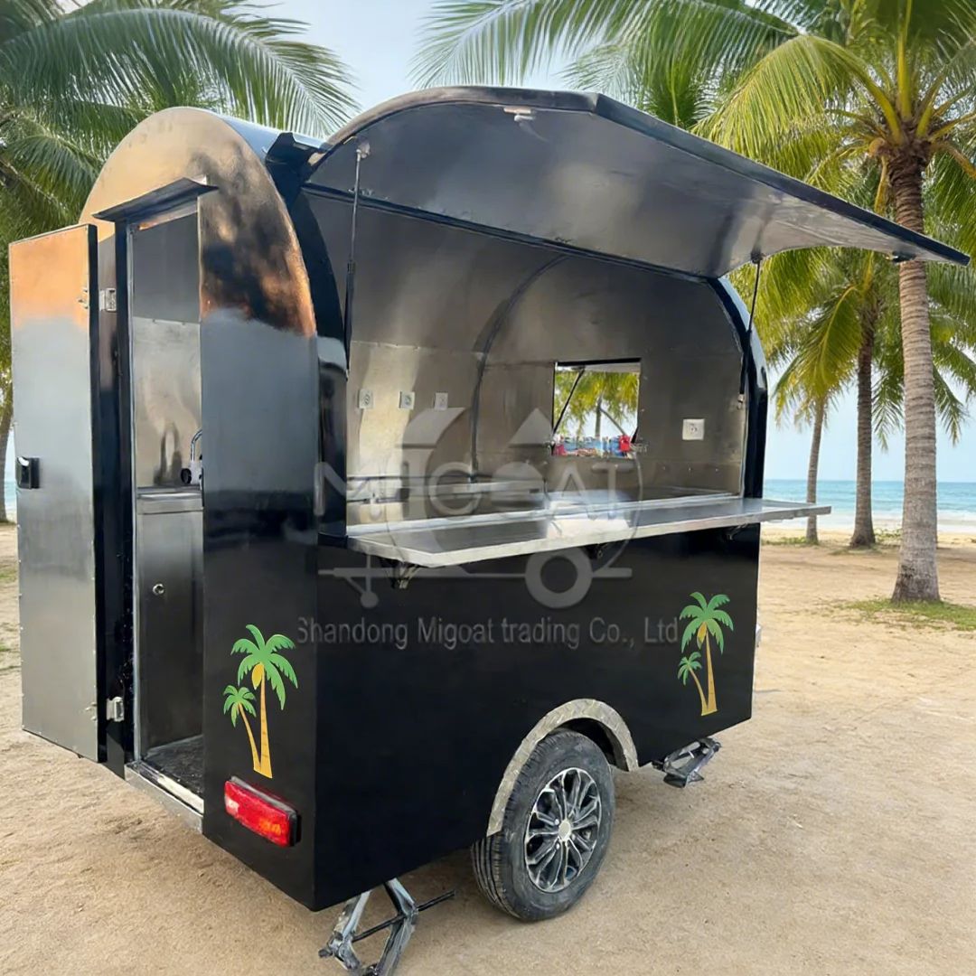 Black round Mobile Food Cart w - Food Snacks That Are Black ulasan dan harga