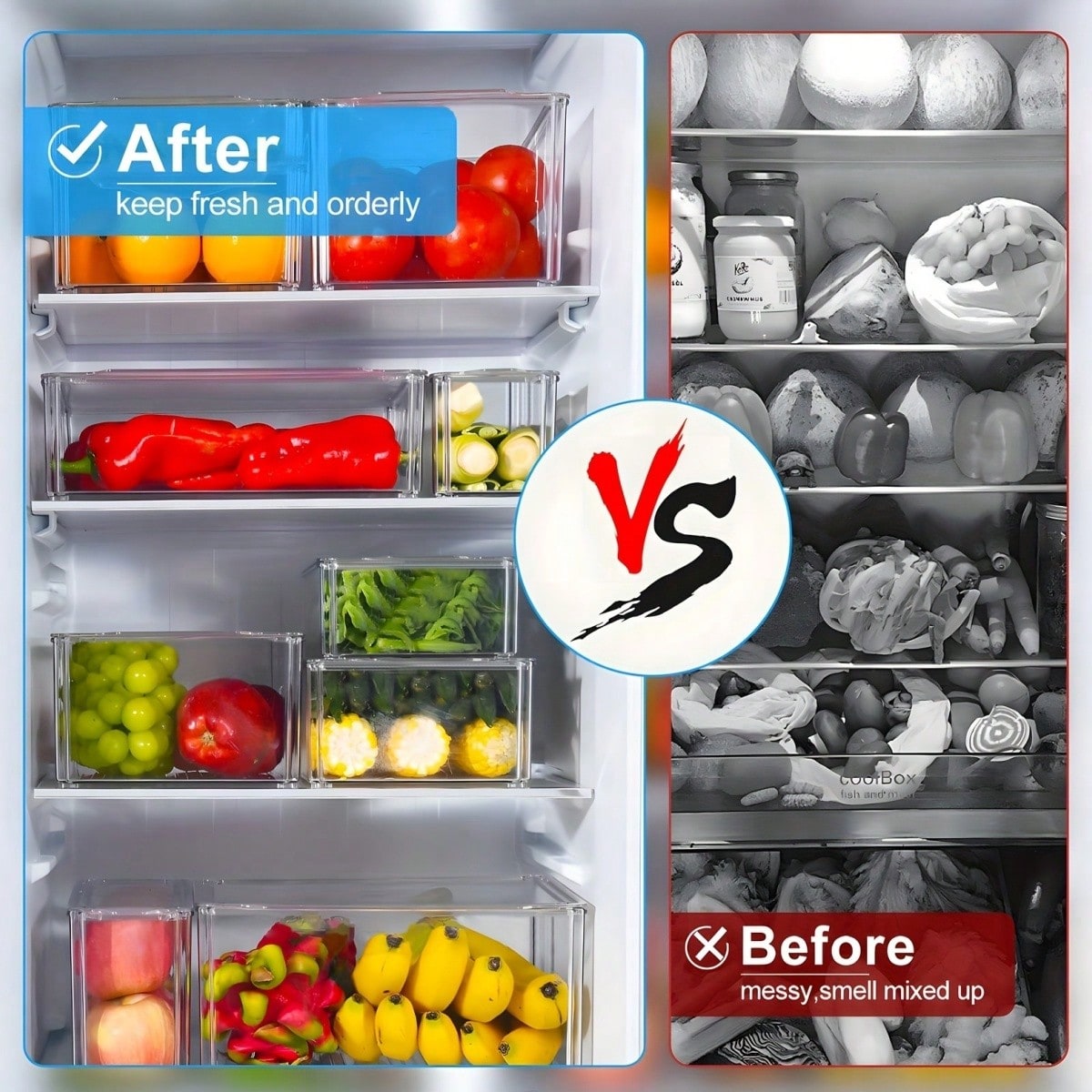 7/14 Pack Stackable Fridge Org - Food Snacks Party ulasan dan harga