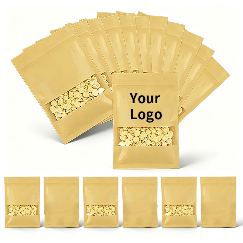 Flat Bottom Kraft Paper Ziploc - Food Snacks Logos ulasan dan harga