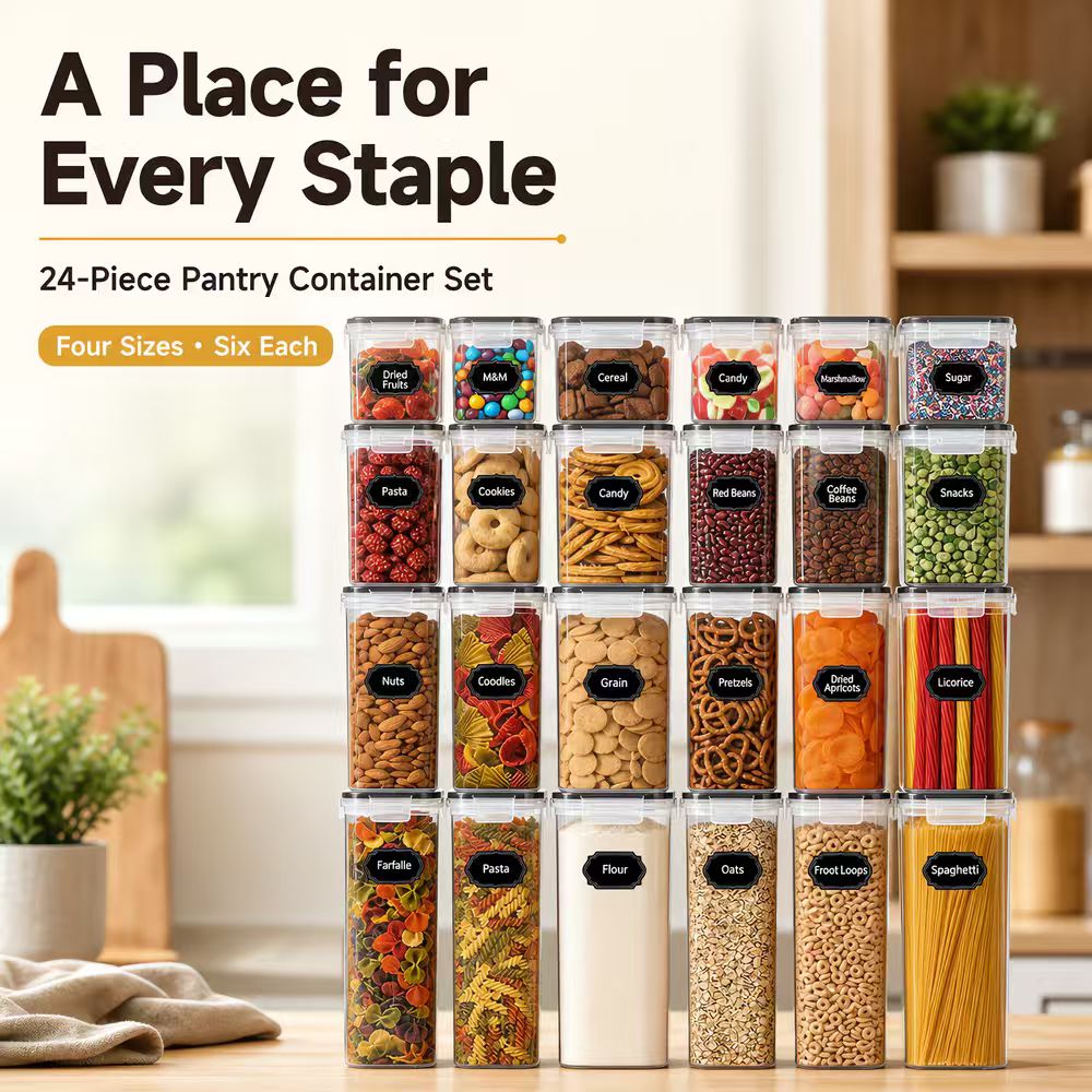 Airtight Food Storage Containe - Snacks Food Labels ulasan dan harga