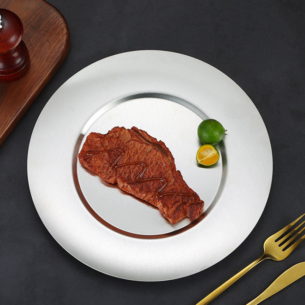 Stainless Steel Plate Round Wi - Food Snacks For Camping ulasan dan harga