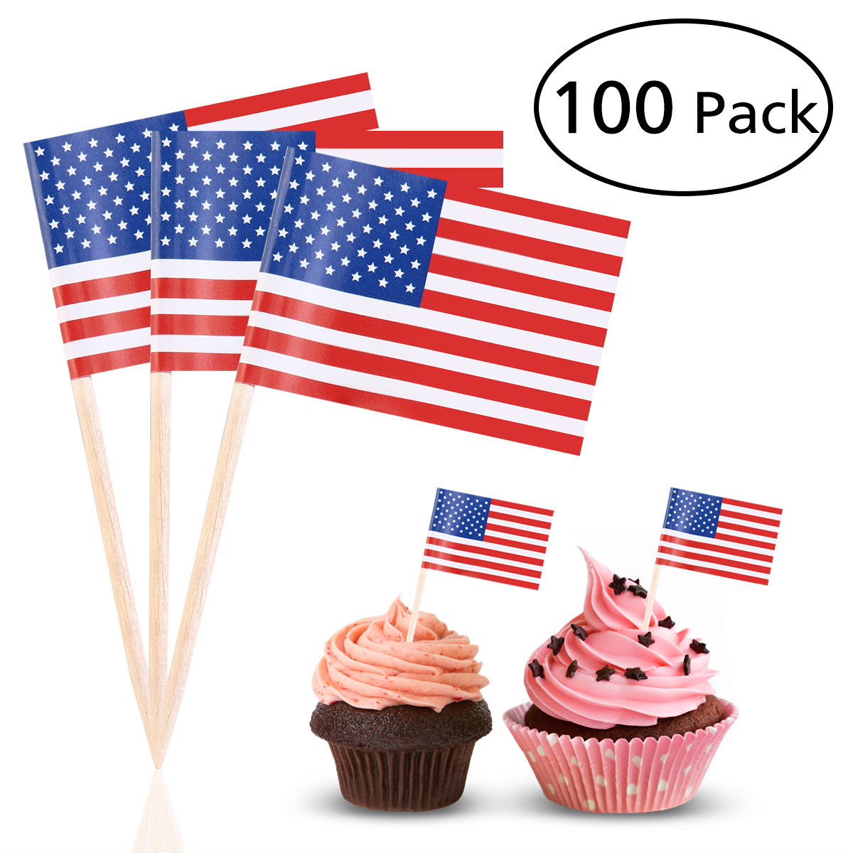 100Pcs American Flag Picks 2.5 - Food Snacks Party ulasan dan harga