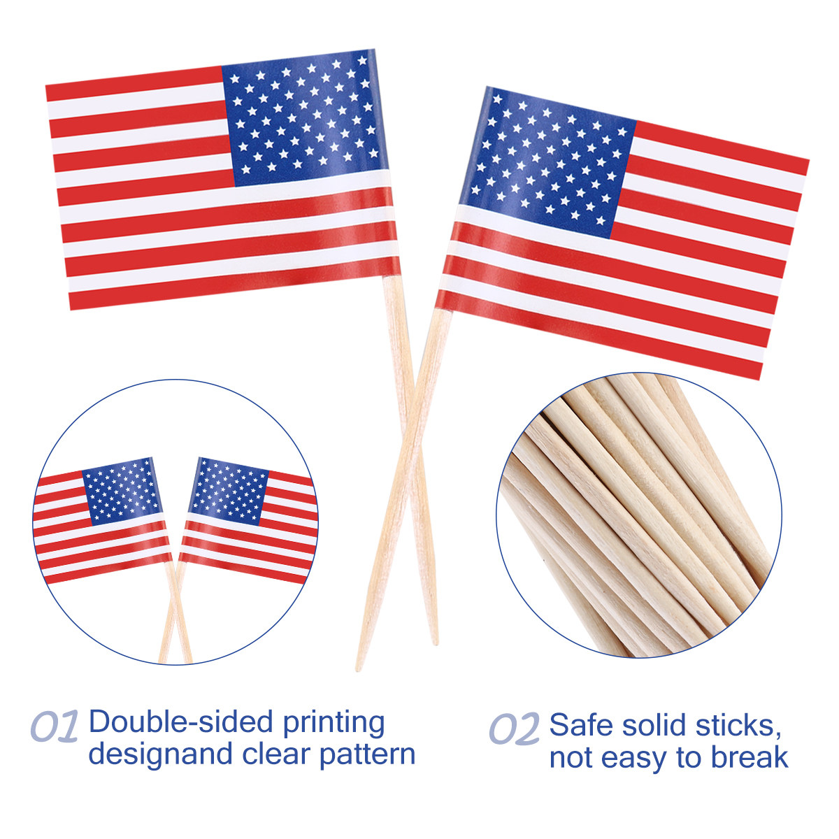 100Pcs American Flag Picks 2.5 - Food Snacks Party ulasan dan harga