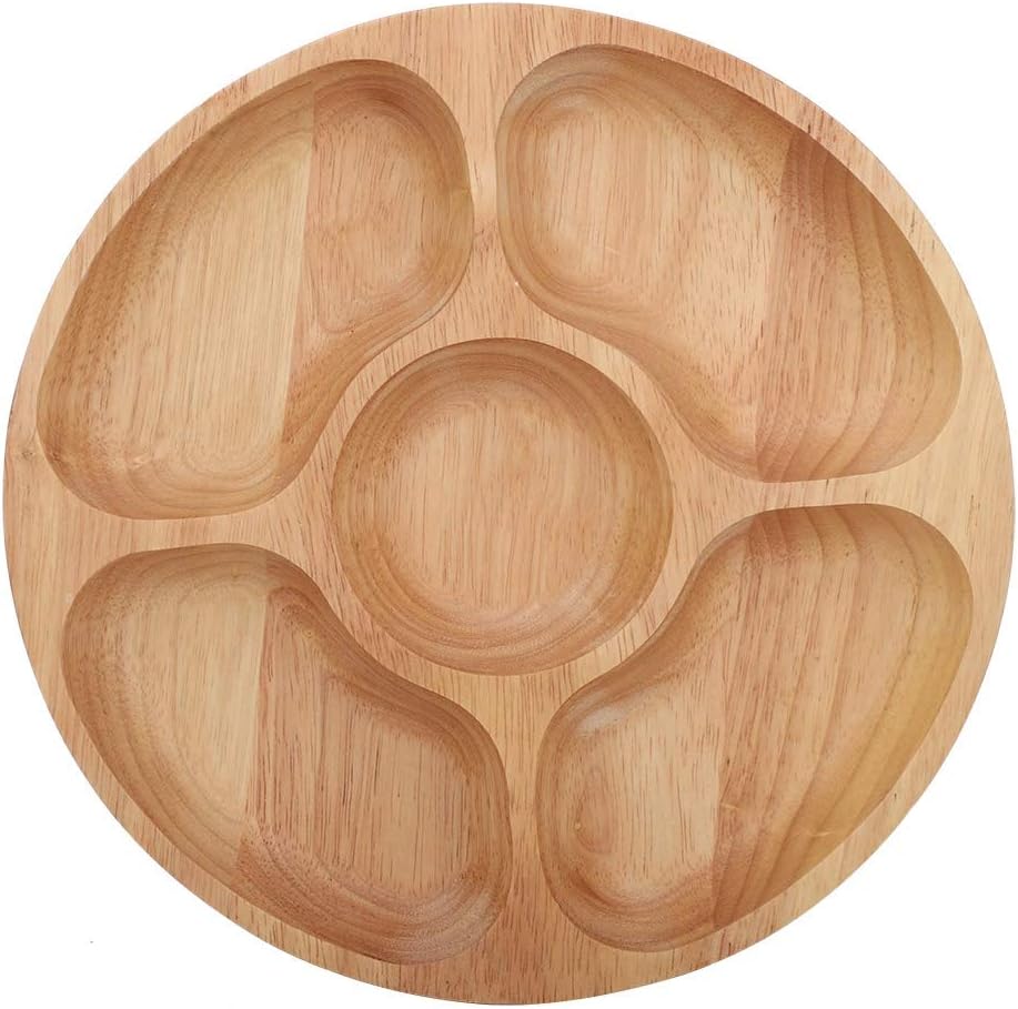 5 Sectional Tray, Wooden Divid - Food Snacks Party ulasan dan harga
