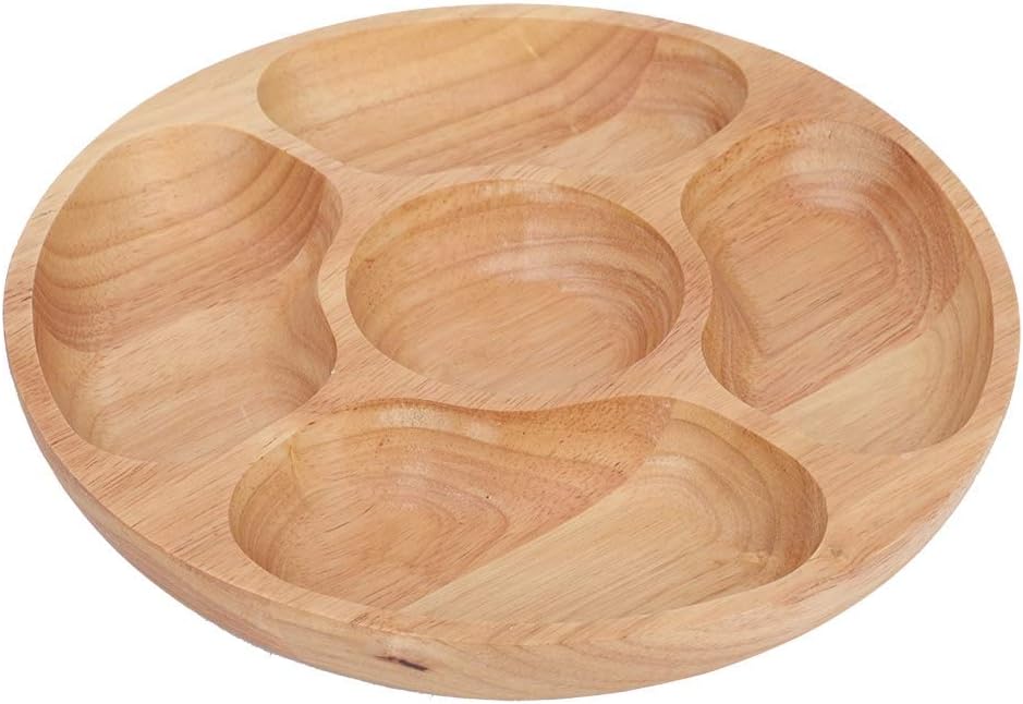 5 Sectional Tray, Wooden Divid - Food Snacks Party ulasan dan harga