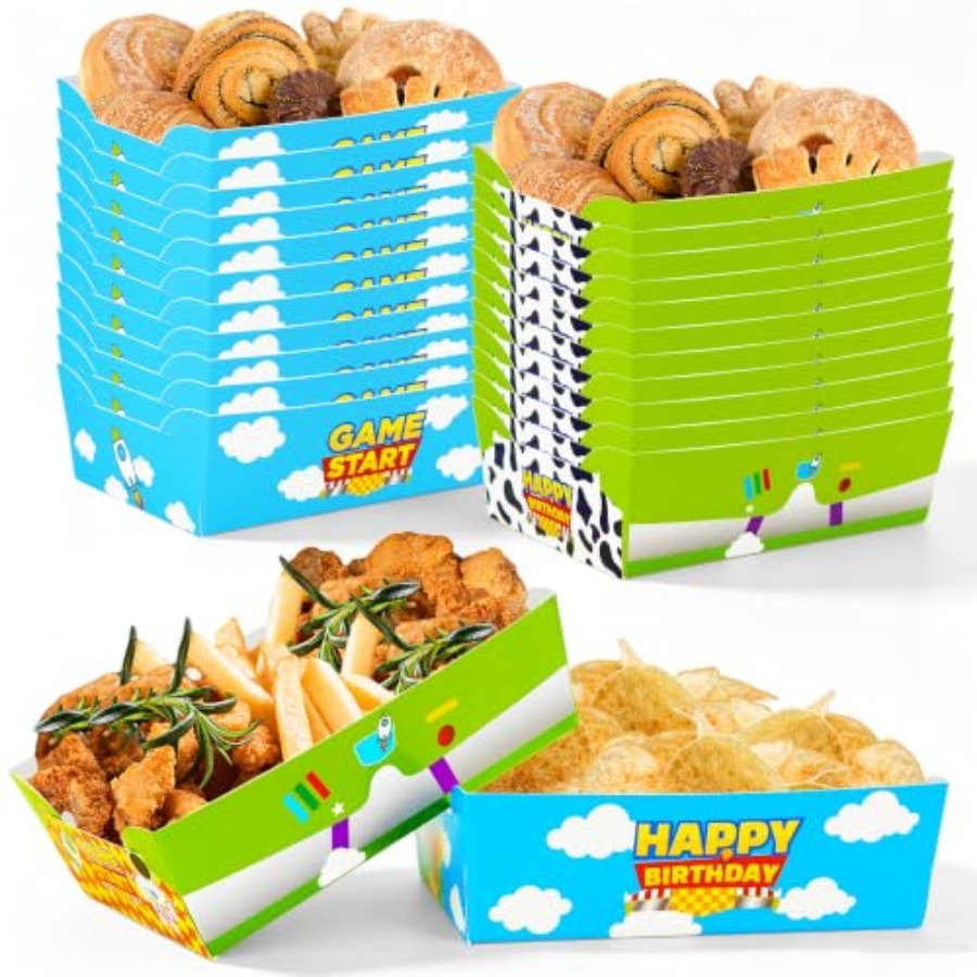 24 Pcs Cartoon Paper Food Tray - Food Snacks Party ulasan dan harga