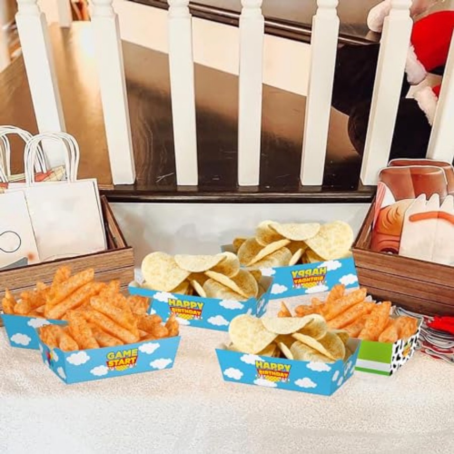 24 Pcs Cartoon Paper Food Tray - Food Snacks Party ulasan dan harga