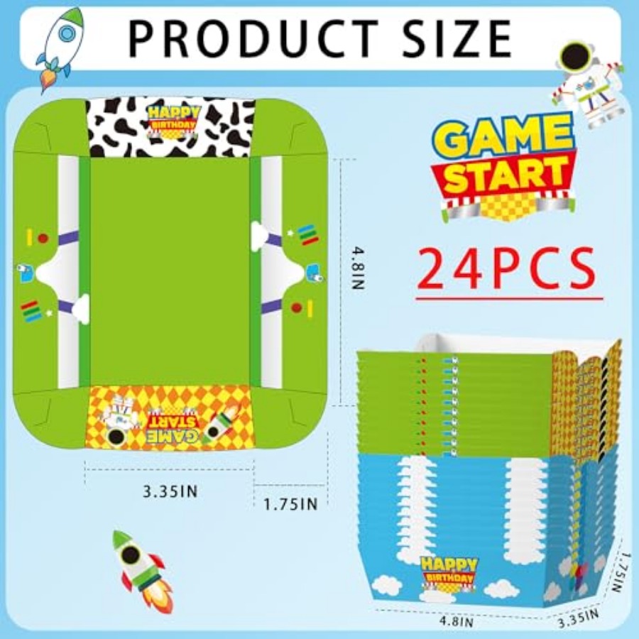 24 Pcs Cartoon Paper Food Tray - Food Snacks Party ulasan dan harga