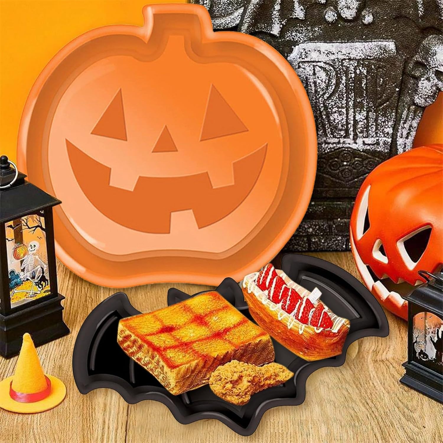 Reusable Halloween Plates Set  - Food Snacks Party ulasan dan harga