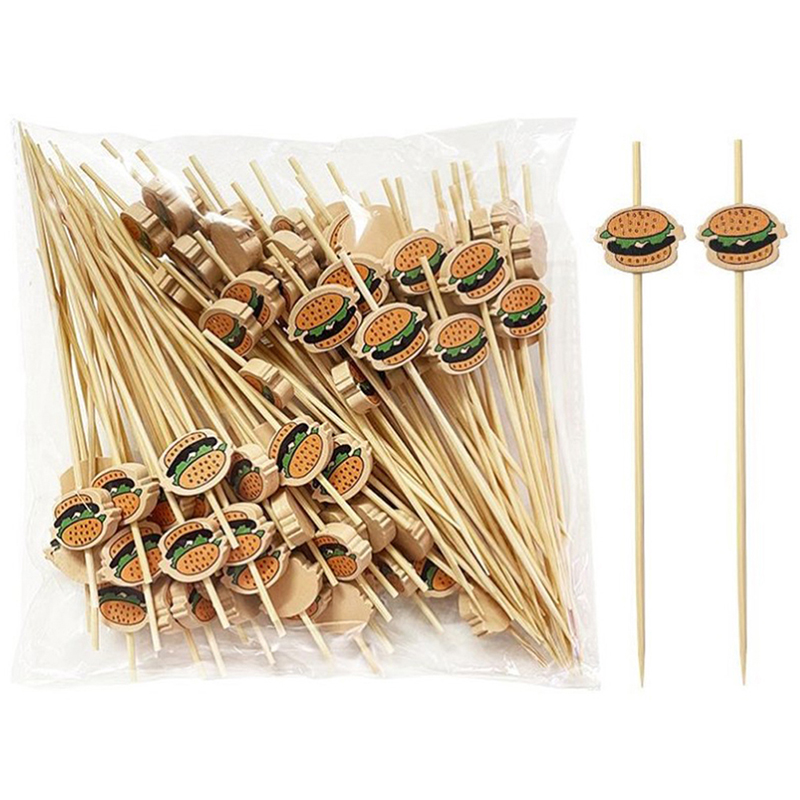100Pcs Hamburger Garnish Bambo - Food Snacks Party ulasan dan harga