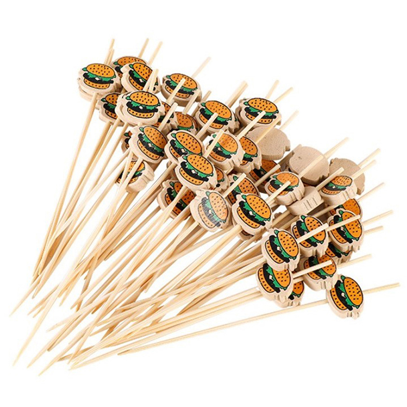 100Pcs Hamburger Garnish Bambo - Food Snacks Party ulasan dan harga