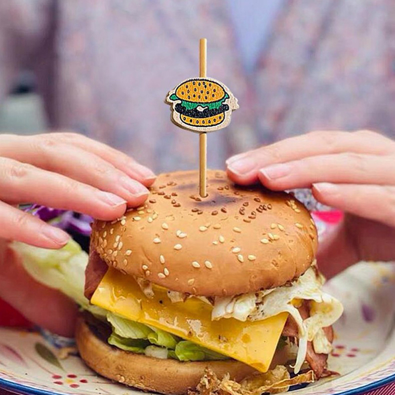 100Pcs Hamburger Garnish Bambo - Food Snacks Party ulasan dan harga