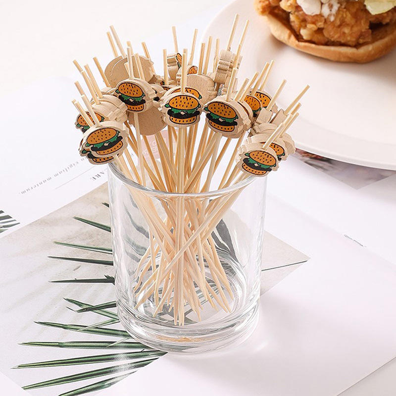 100Pcs Hamburger Garnish Bambo - Food Snacks Party ulasan dan harga