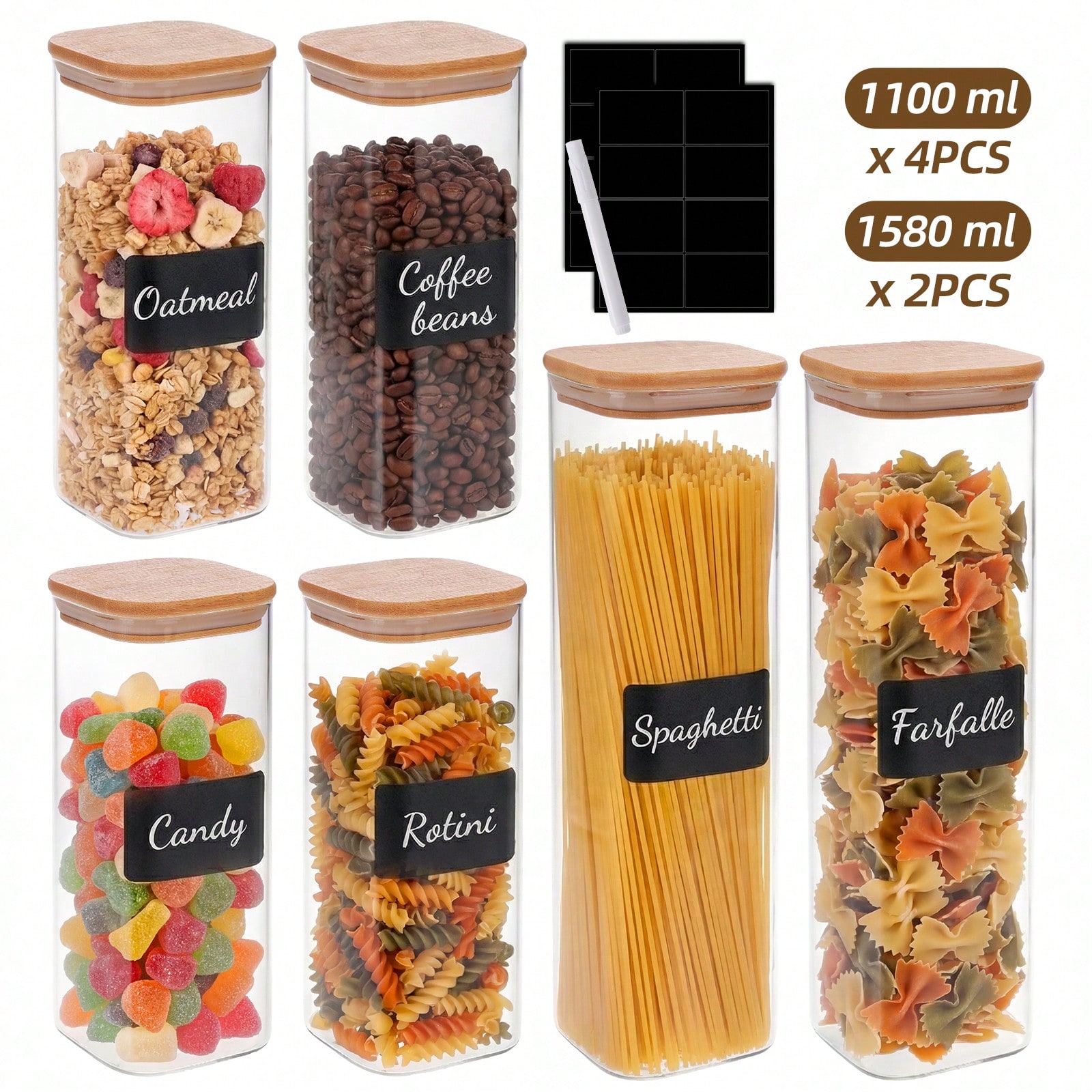 Glass Food Storage Containers  - Snacks Food Labels ulasan dan harga