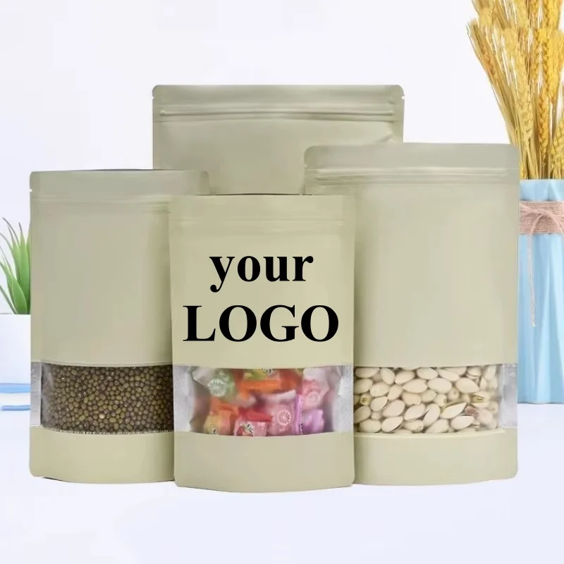 100PCS Stand Up Matte Beige Al - Food Snacks That Are Green ulasan dan harga