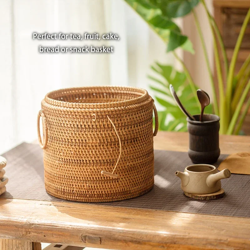 Handwoven Rattan Tea Storage B - Food Snacks That Are Green ulasan dan harga