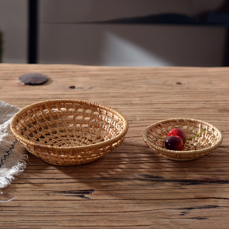 Round Bamboo Rattan Tray, Hand - Food Snacks For Picnic ulasan dan harga