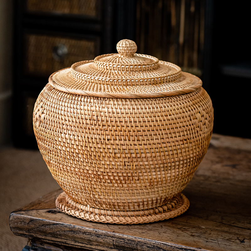 Handwoven Rattan Tea Storage B - Food Snacks That Are Green ulasan dan harga
