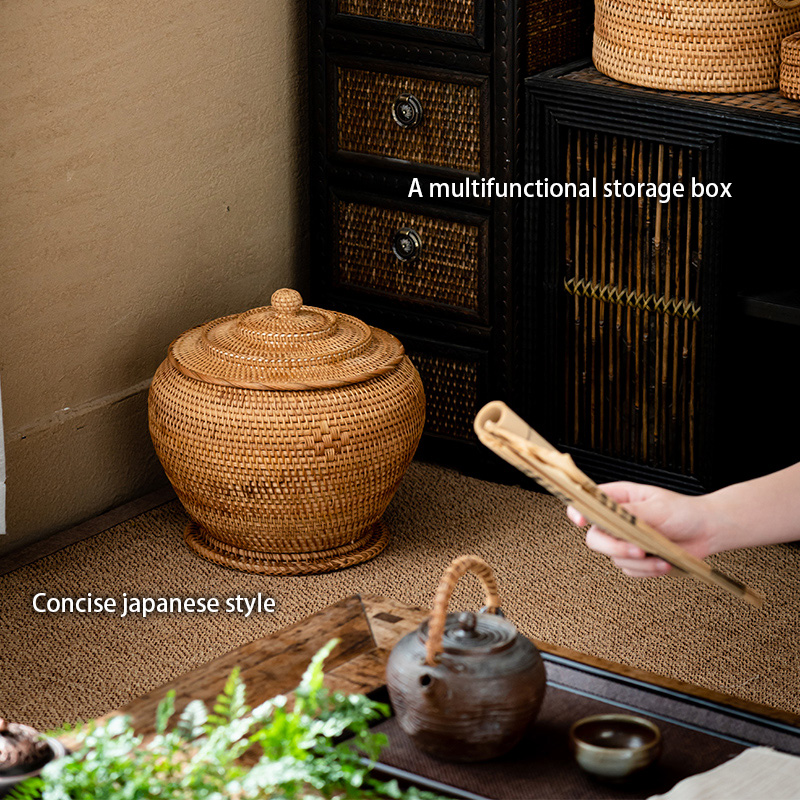 Handwoven Rattan Tea Storage B - Food Snacks That Are Green ulasan dan harga