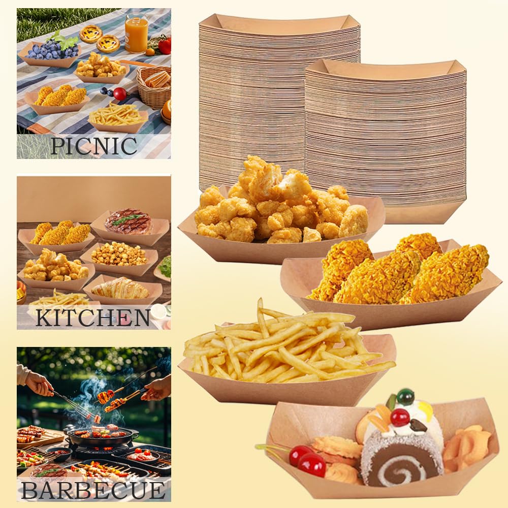 30/50/100Pcs Kraft Paper Boat  - Food Snacks Party ulasan dan harga